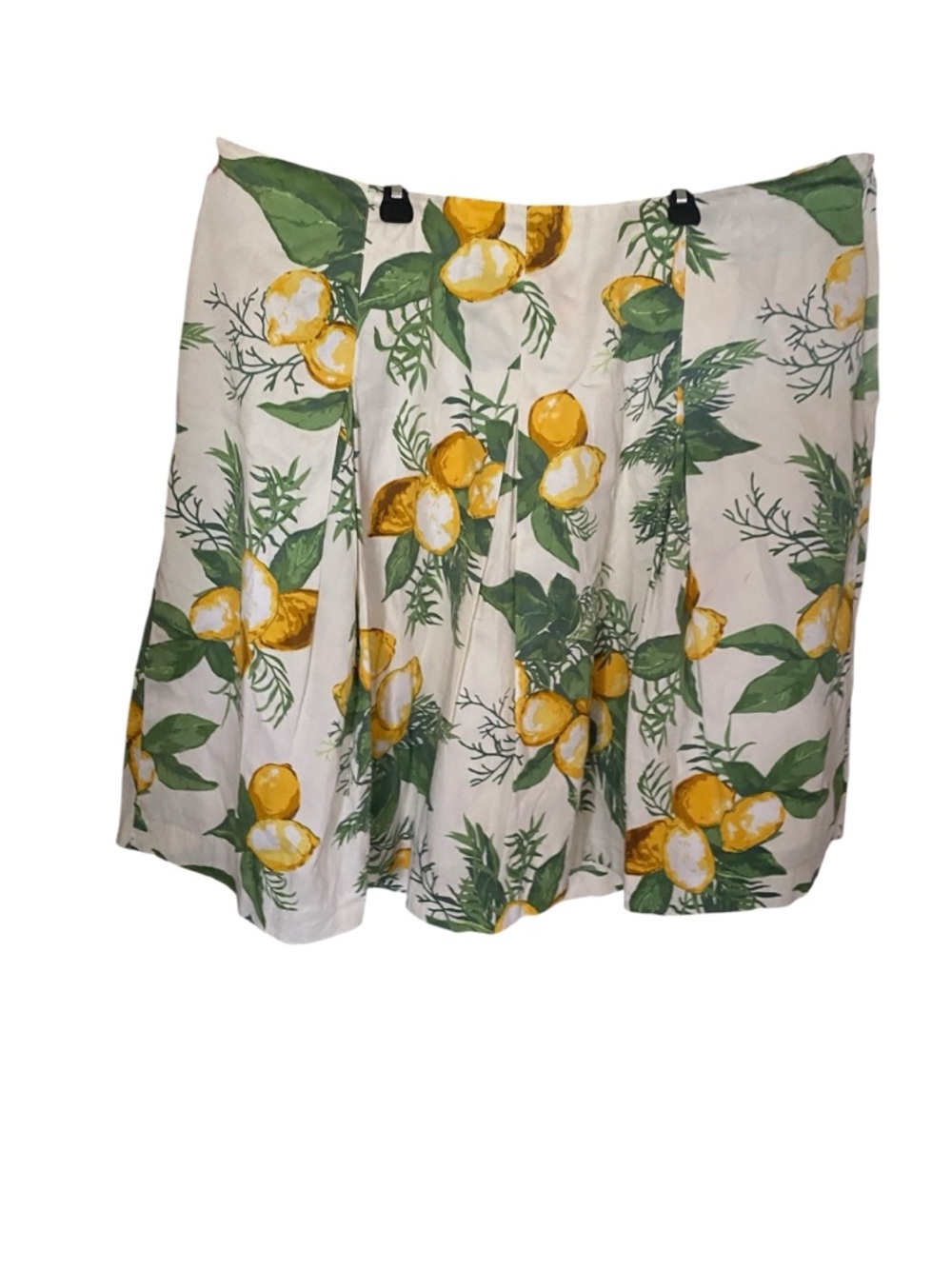 Women's Lemon Print A-Line cotton Skirt - white & Yellow 16W Talbot’s
